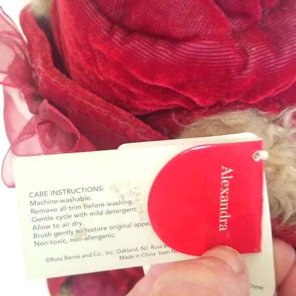 NEW Vintage Russ Berrie Alexandra Teddy Bear Plush Velveteen Dress/Hat with Tags - Picture 11 of 12